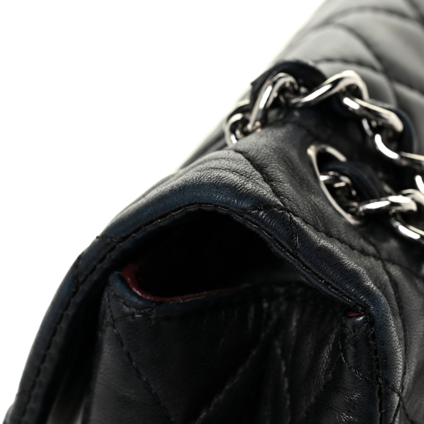 Washed Lambskin Quilted Maxi Single Flap Black