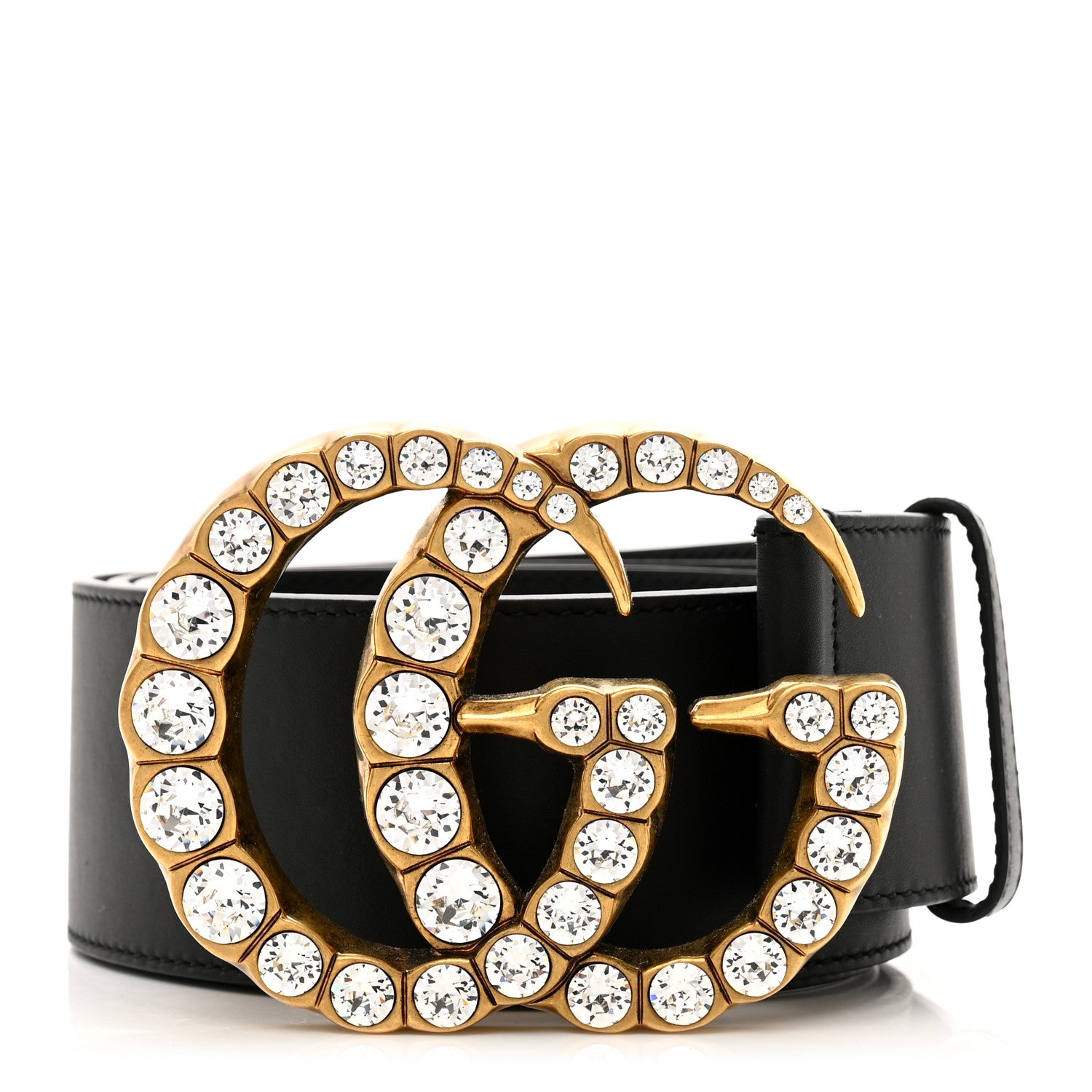 Gucci Calfskin Crystal Double G 55mm Belt 95 38 Black 1 of 4