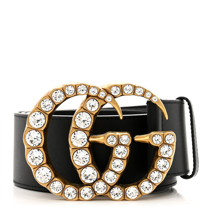 Gucci Calfskin Crystal Double G 55mm Belt 95 38 Black 1 of 4