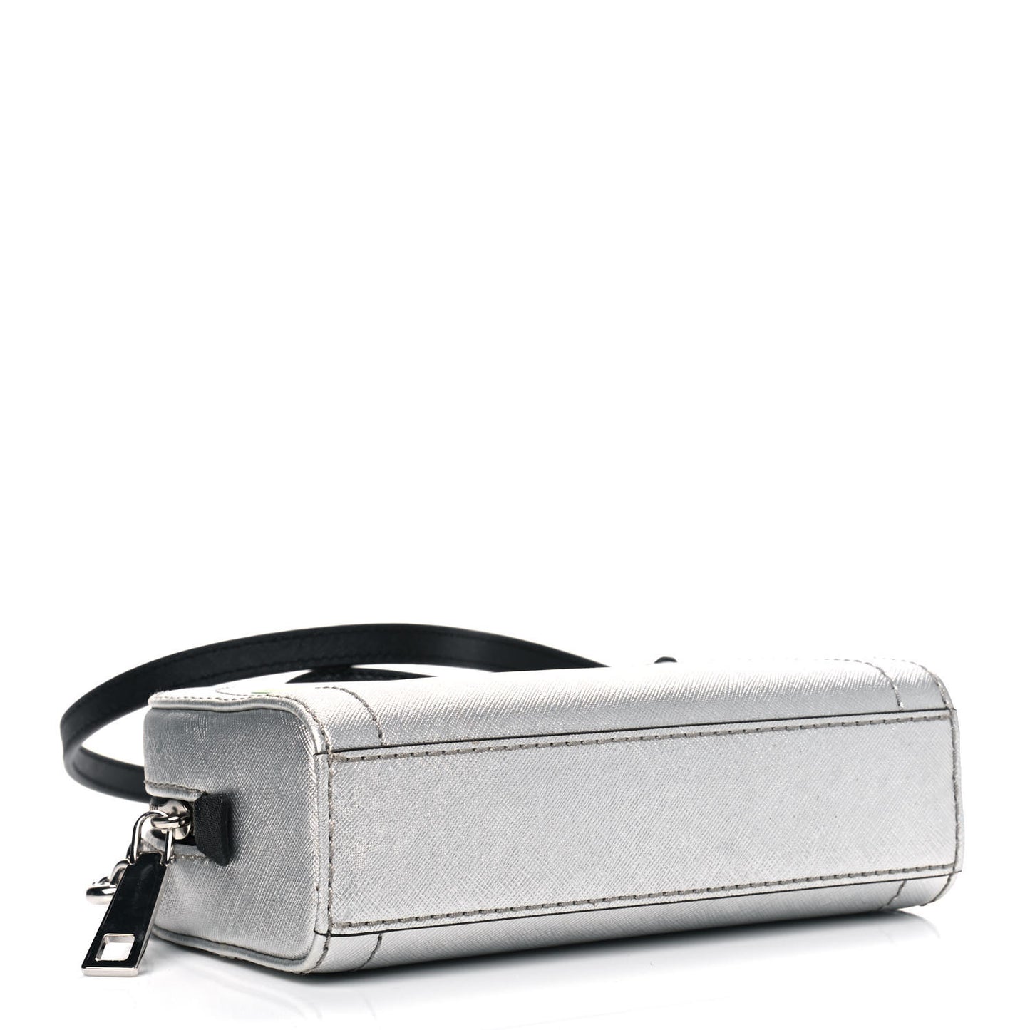 Metallic Saffiano Playback Boxed Dome Crossbody Bag Silver