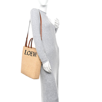 Loewe Raffia Calfskin Standard A4 Tote Bag Natural Black 2 of 10
