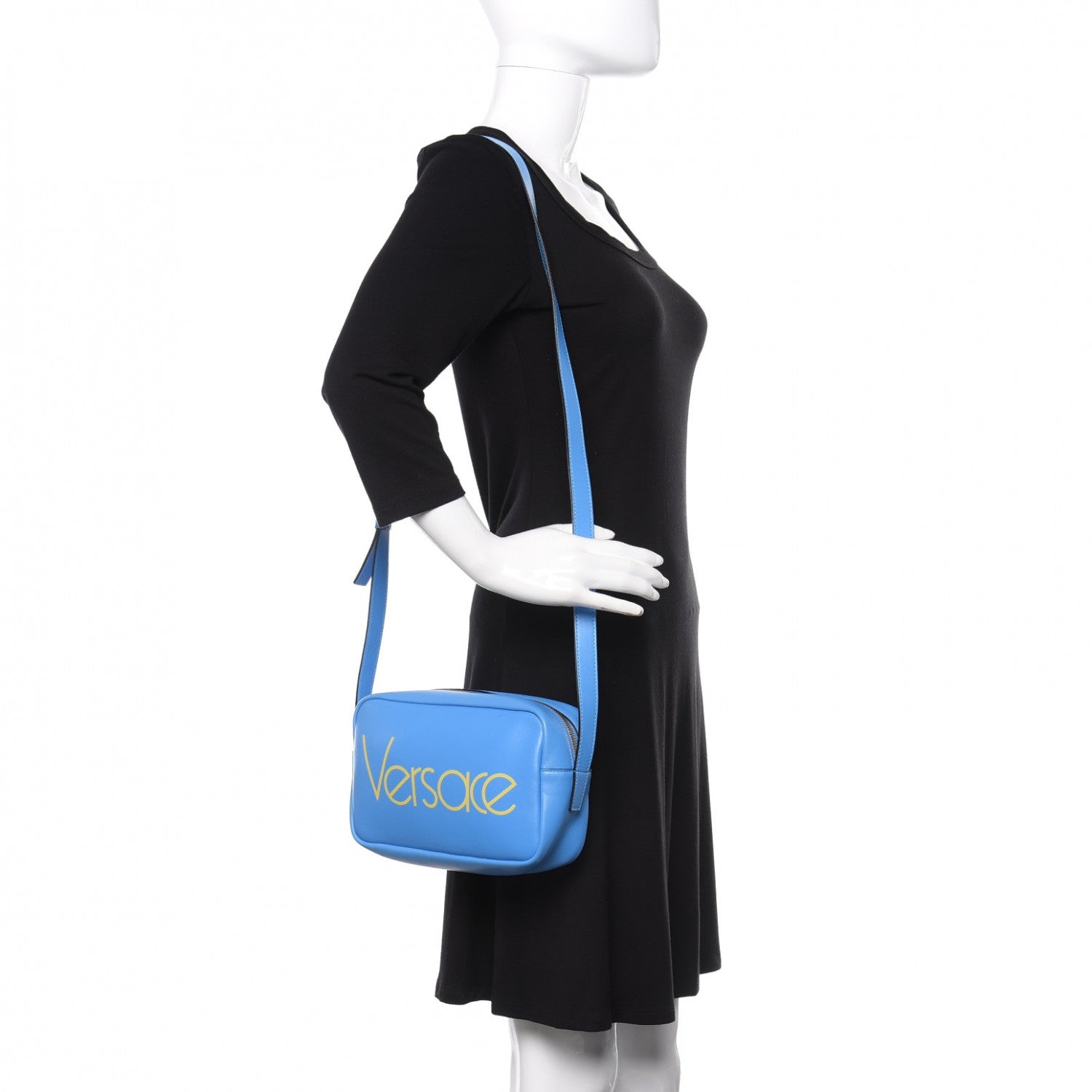 Versace Calfskin Logo Camera Bag Blue 2 of 9