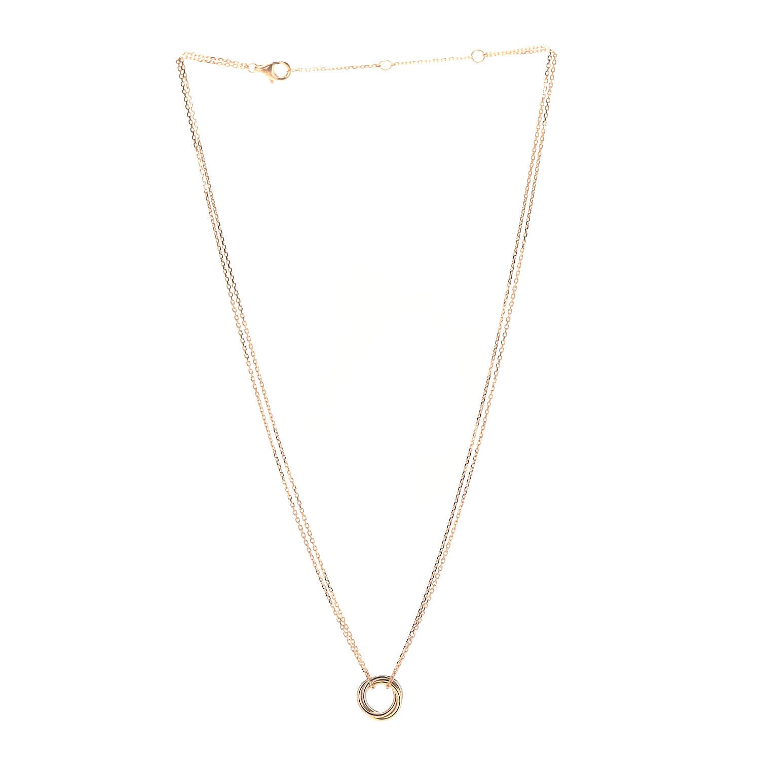 Cartier 18K Pink Yellow White Gold Trinity Double Chain Pendant Necklace 3 of 6