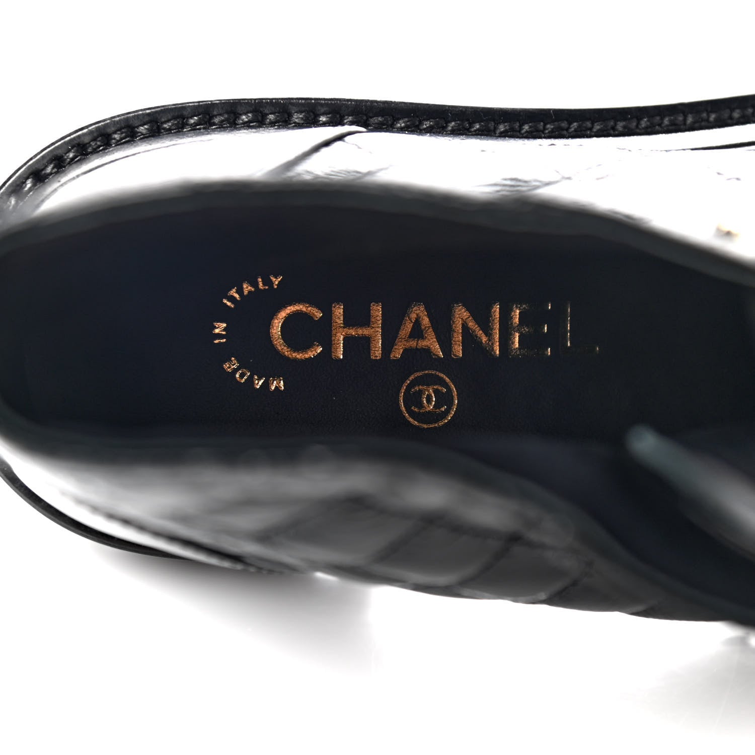 Chanel Shiny Calfskin Quilted Lace Up Combat Boots 37 Black 6 of 7