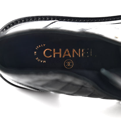 Chanel Shiny Calfskin Quilted Lace Up Combat Boots 37 Black 6 of 7
