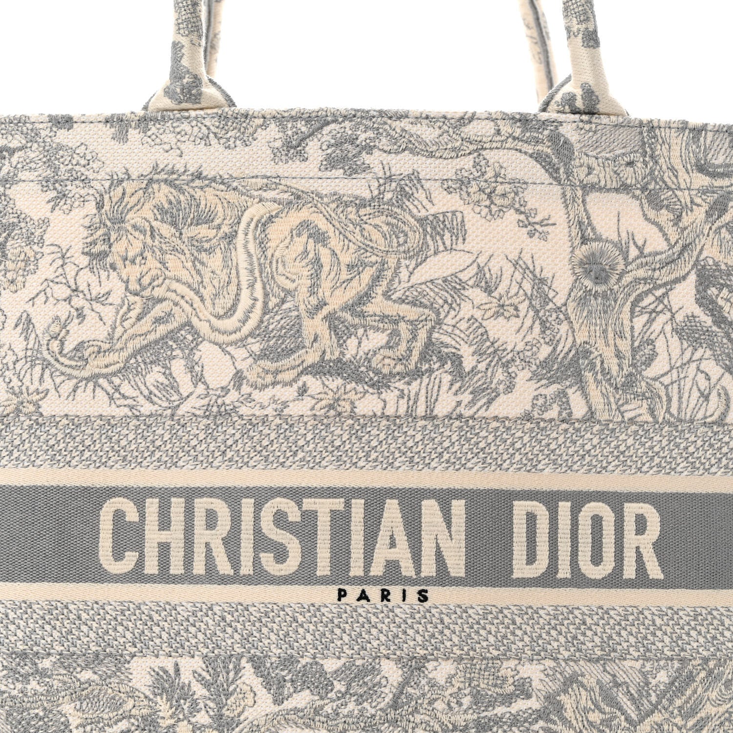 Christian Dior Canvas Embroidered Large Dioriviera Toile De Jouy Book Tote Gray 8 of 10