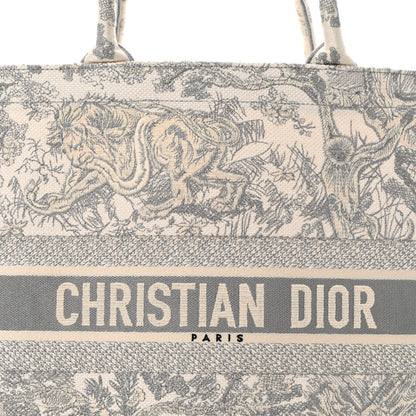 Christian Dior Canvas Embroidered Large Dioriviera Toile De Jouy Book Tote Gray 8 of 10