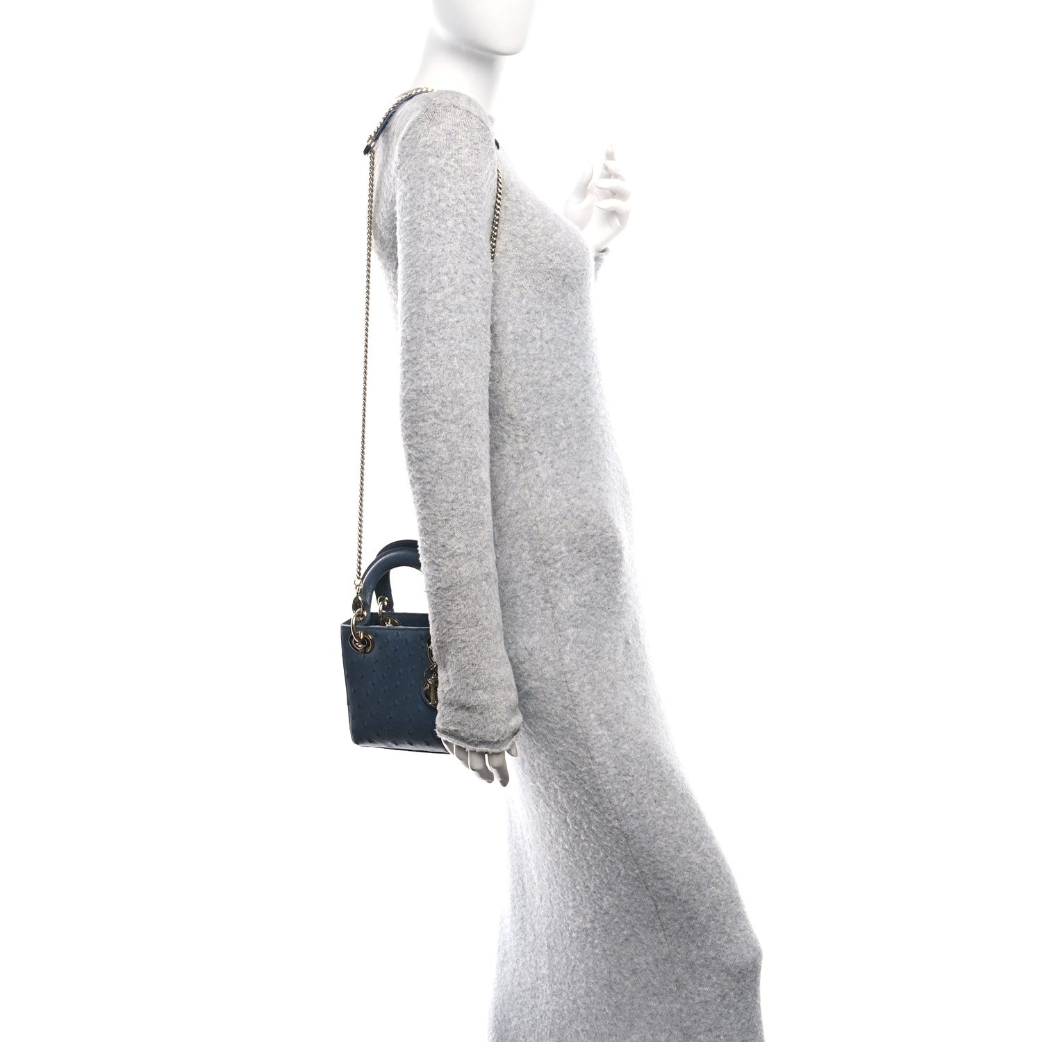 Christian Dior Ostrich Mini Lady Dior Dark Grey 2 of 12