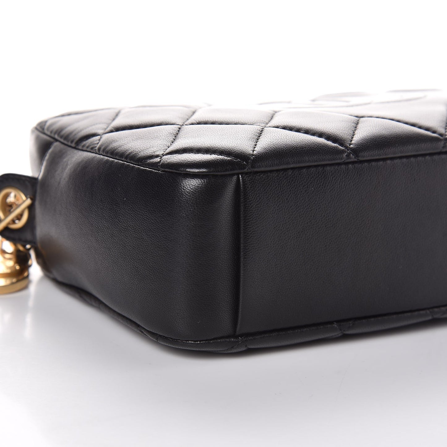 Lambskin Quilted Small Diamond CC Camera Case Black