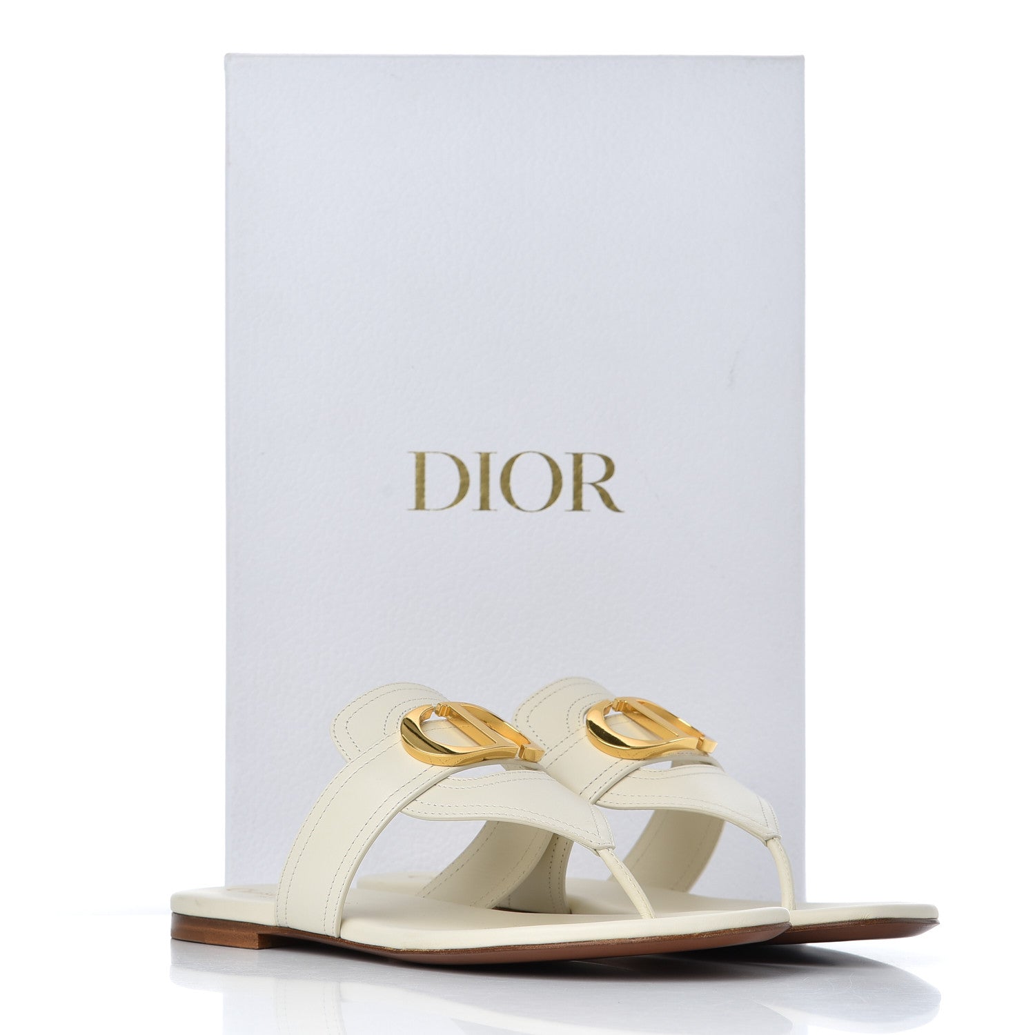 Christian Dior Calfskin 30 Montaigne Thong Sandals 37 White 11 of 11