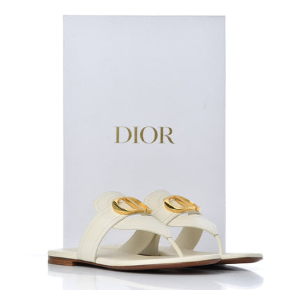 Christian Dior Calfskin 30 Montaigne Thong Sandals 37 White 11 of 11