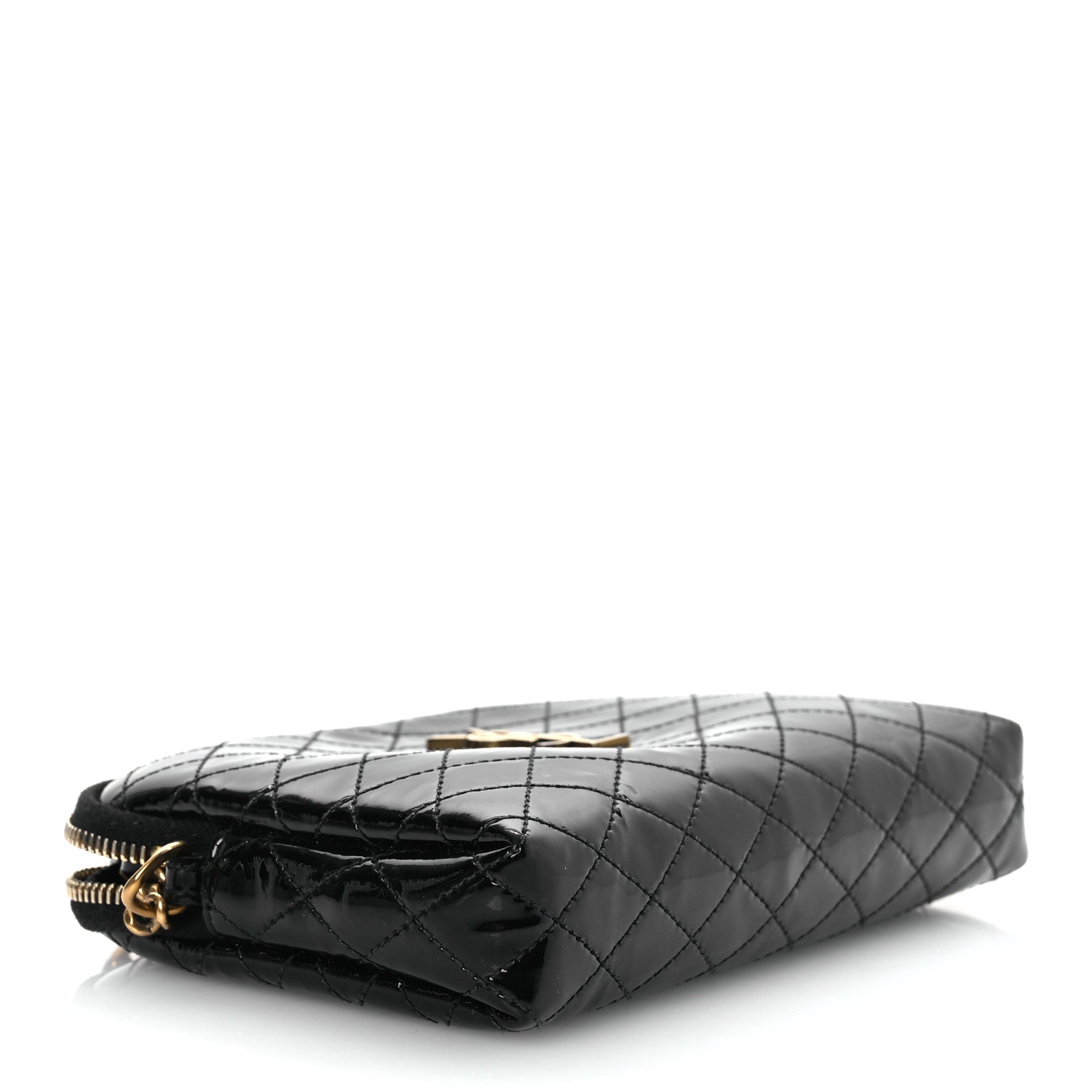 Saint Laurent Patent Quilted Gaby Zipped Pouch Black 4 of 13