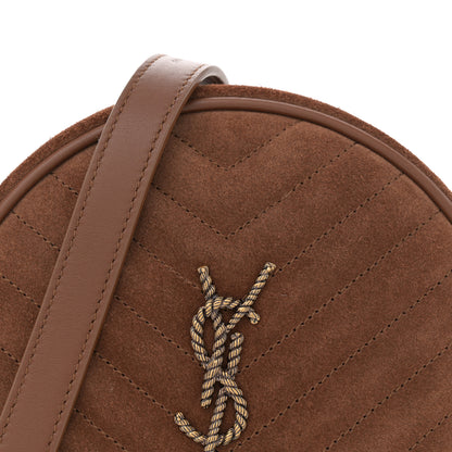 Saint Laurent Suede Calfskin Quilted Monogram Round Crossbody Bag Vintage Cork 7 of 9