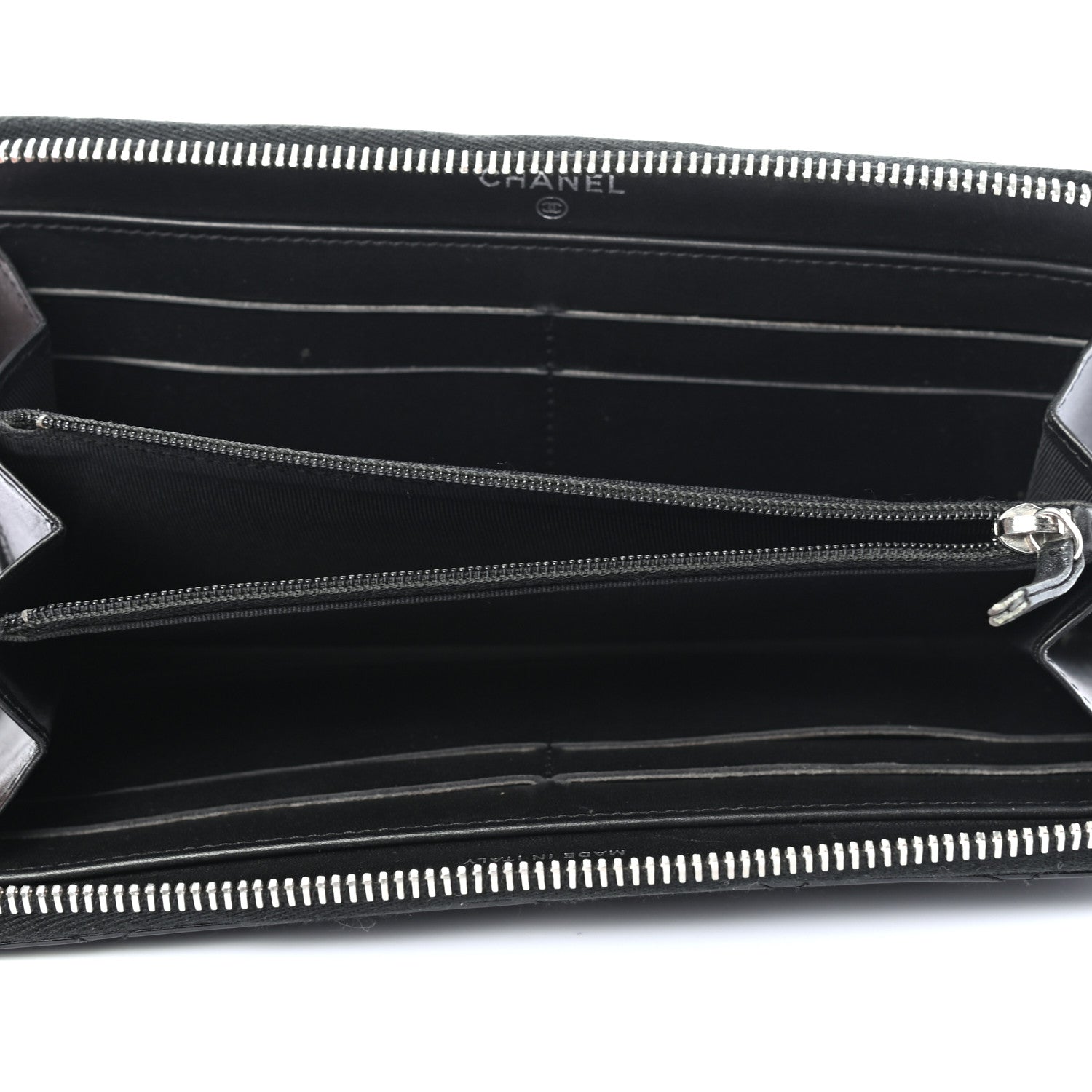 Chanel Patent Quilted Zip Around Wallet Black 5 of 8