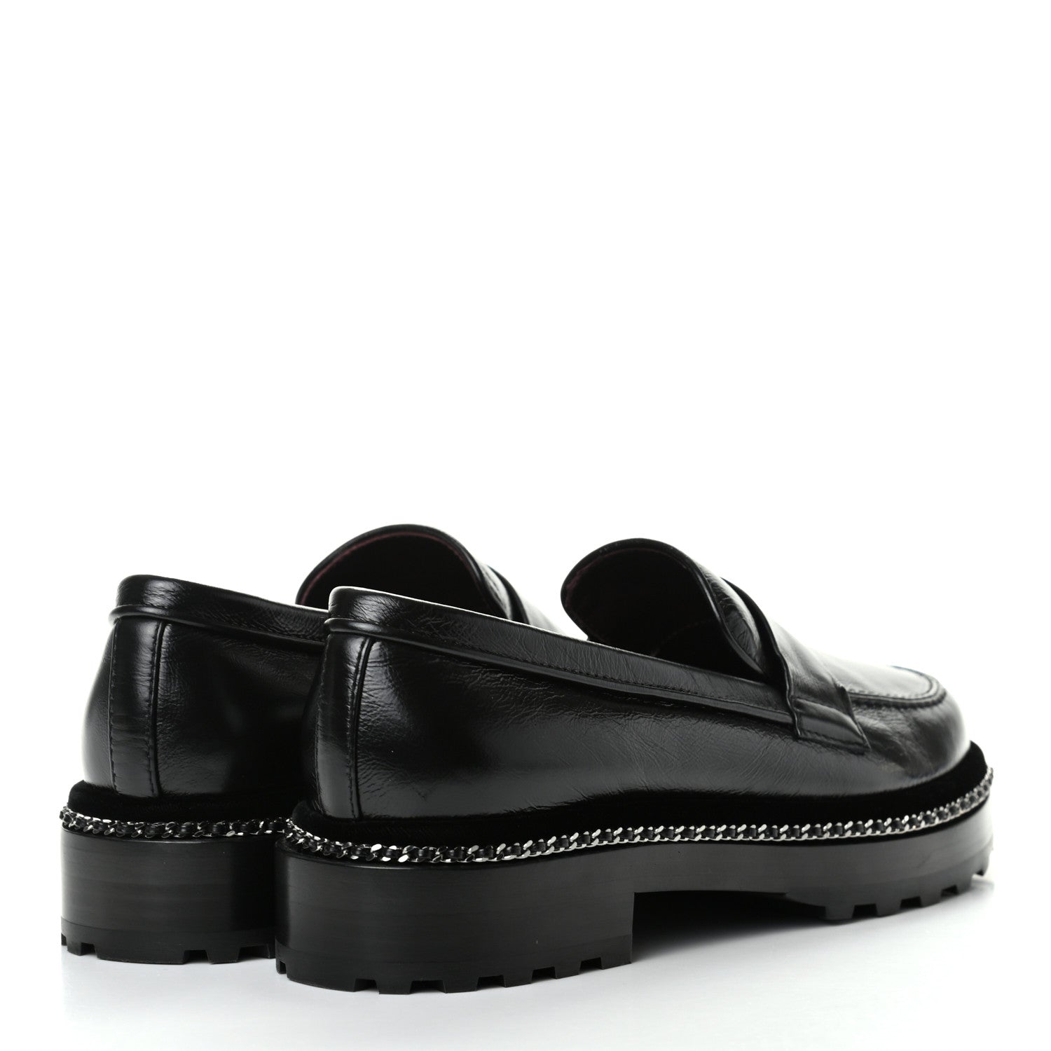 Chanel Crinkled Calfskin CC Chain Mocassin Loafers 39 Black 4 of 8