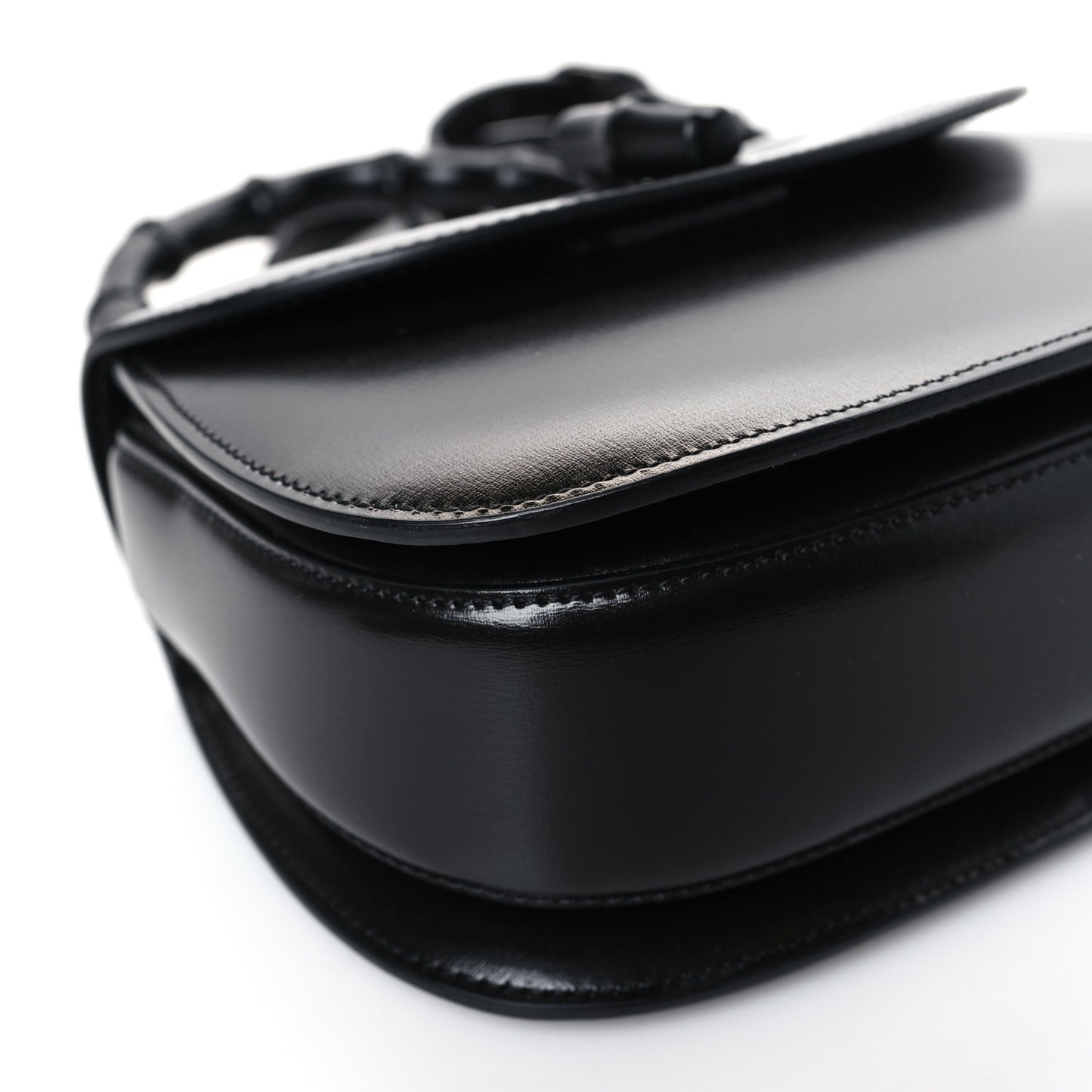 Boarded Dyana Lux Calfskin Web Monochrome Small Bamboo 1947 Top Handle Bag Black