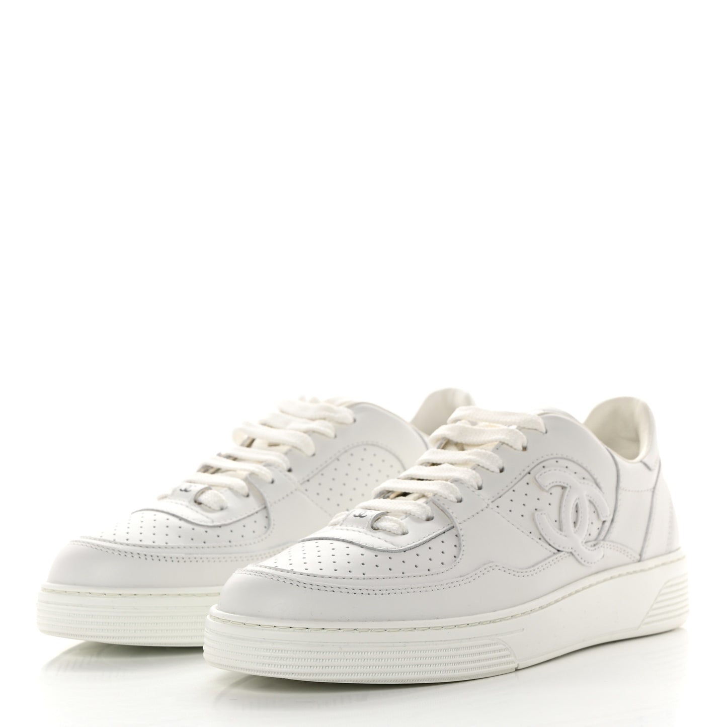 Calfskin CC Womens Sneakers 39 White