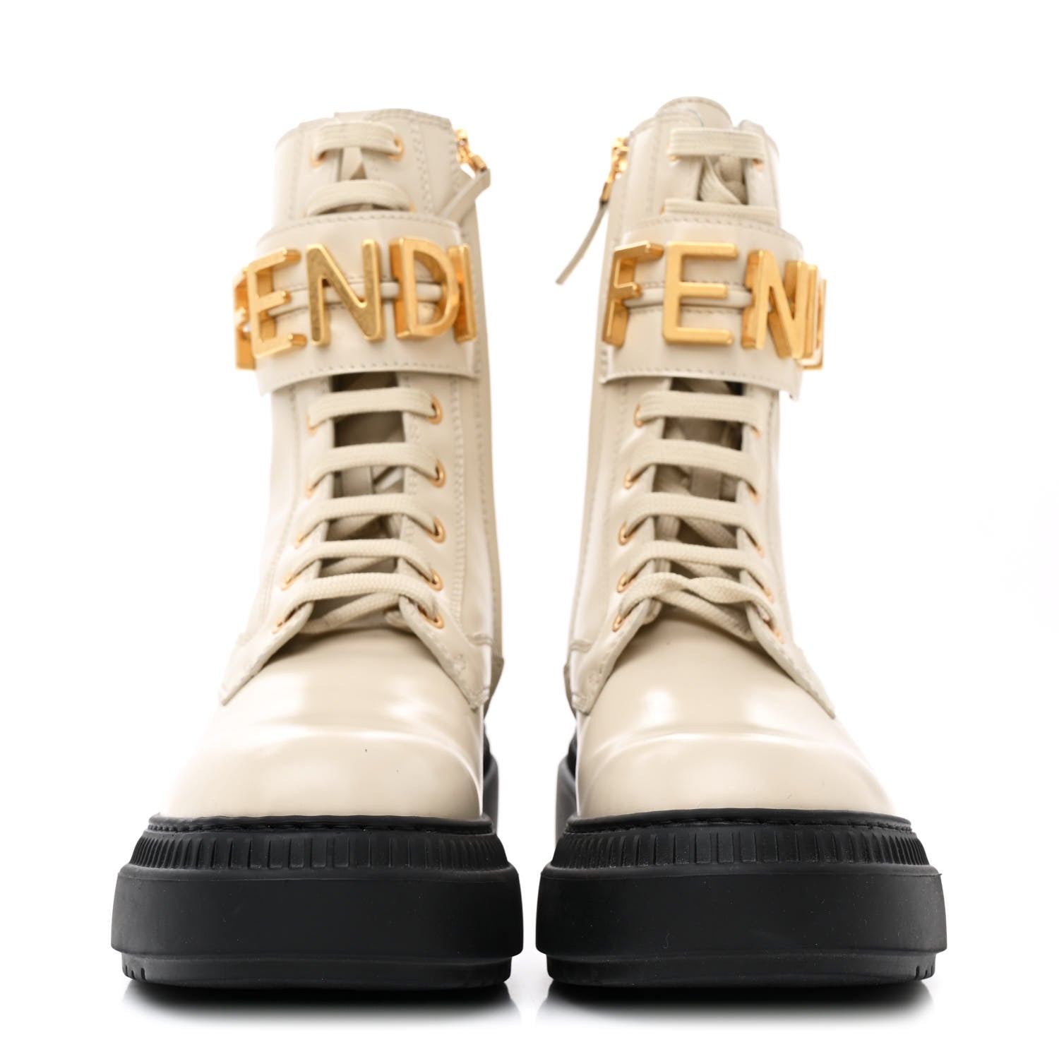 Fendi Vitello Abrasivato Fendigraphy 50mm Biker Boots 36 White 2 of 10