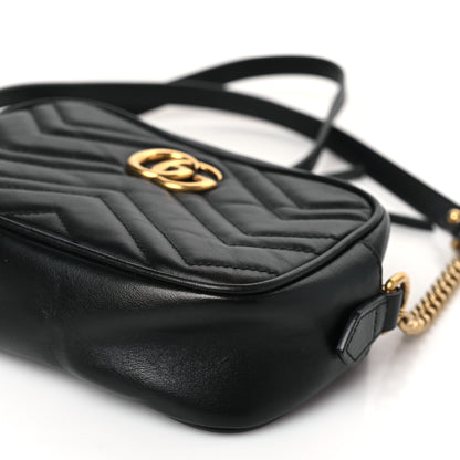 Gucci Calfskin Matelasse Mini GG Marmont Chain Shoulder Bag Black 9 of 9