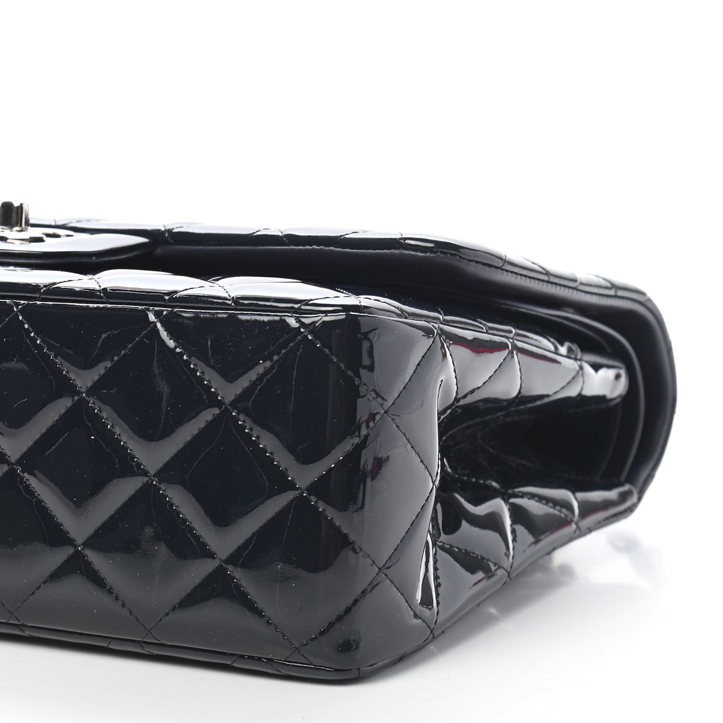 Patent Quilted Jumbo Double Flap Navy