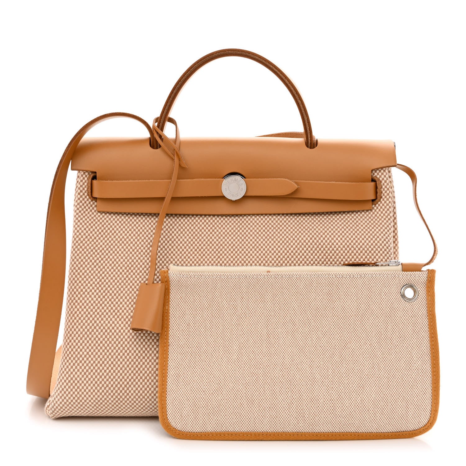 Hermes Vache Hunter Criss Viking Herbag Zip Retourne 31 PM Ecru Beige Naturel 1 of 15