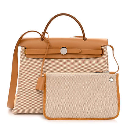 Hermes Vache Hunter Criss Viking Herbag Zip Retourne 31 PM Ecru Beige Naturel 1 of 15