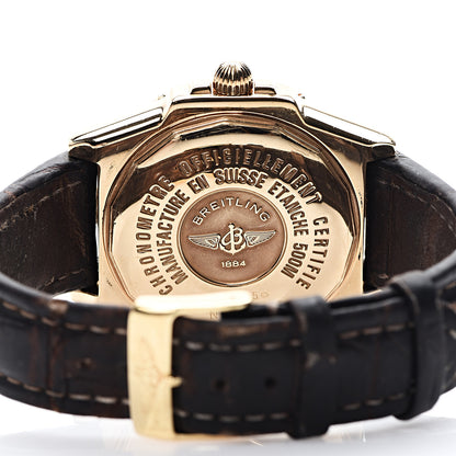 Breitling 18K Yellow Gold Alligator 44mm Windrider Headwind Automatic Watch Blue K45355 4 of 17