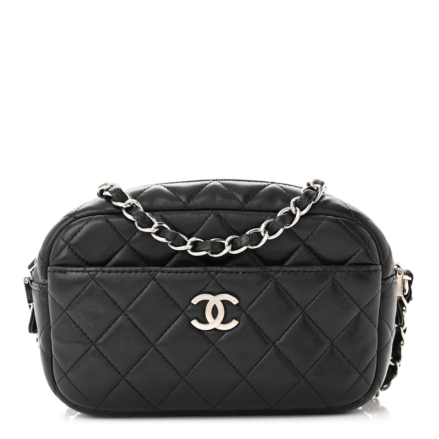 Lambskin Quilted Small Timeless Camera Case Black