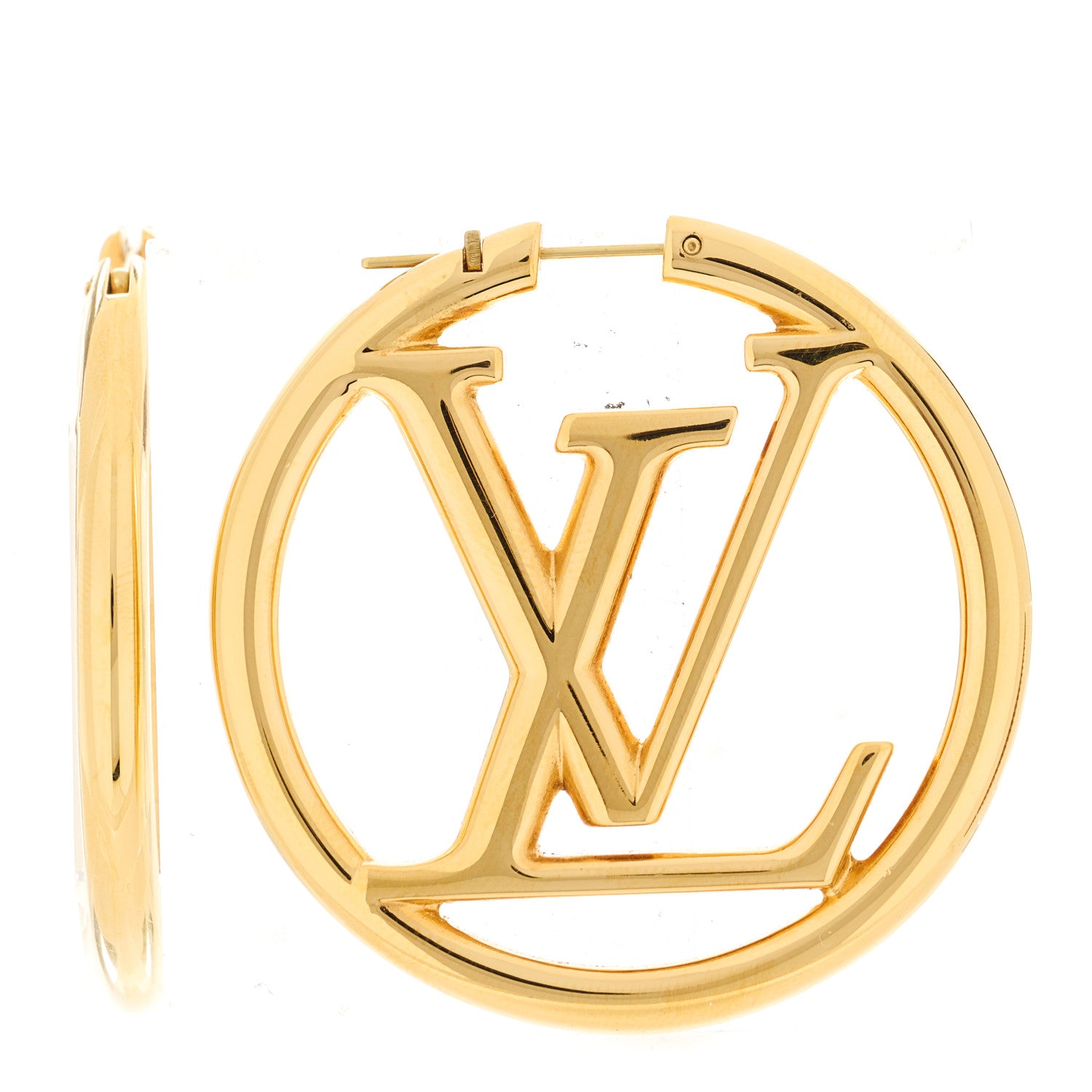 Louis Vuitton Metal Louise Hoop Earrings Gold 1 of 5