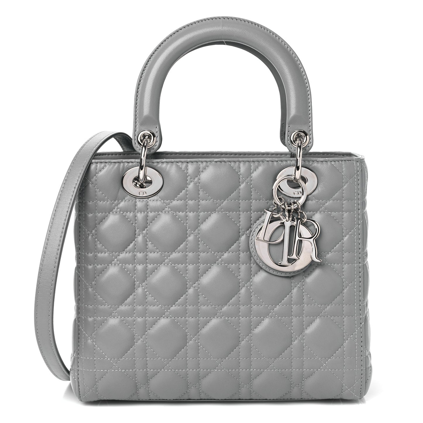 Lambskin Cannage Medium Lady Dior Grey