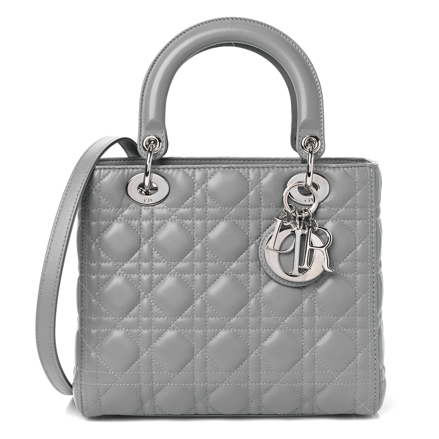 Christian Dior Lambskin Cannage Medium Lady Dior Grey 1 of 10