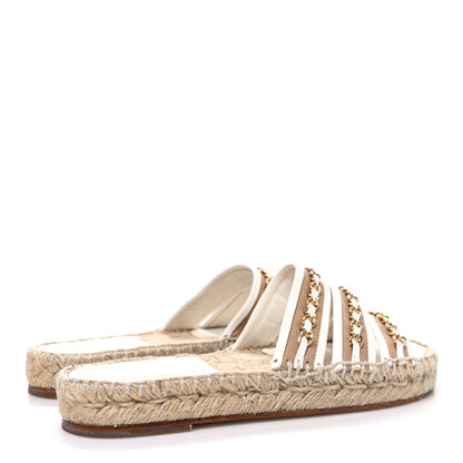 Chanel Lambskin Chain Espadrille Slip On Sandals 36 White 5 of 11
