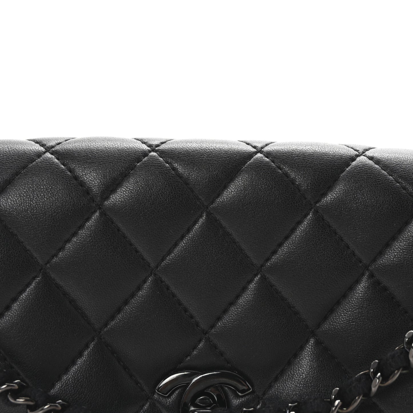 Lambskin Grosgrain Quilted Flap Black