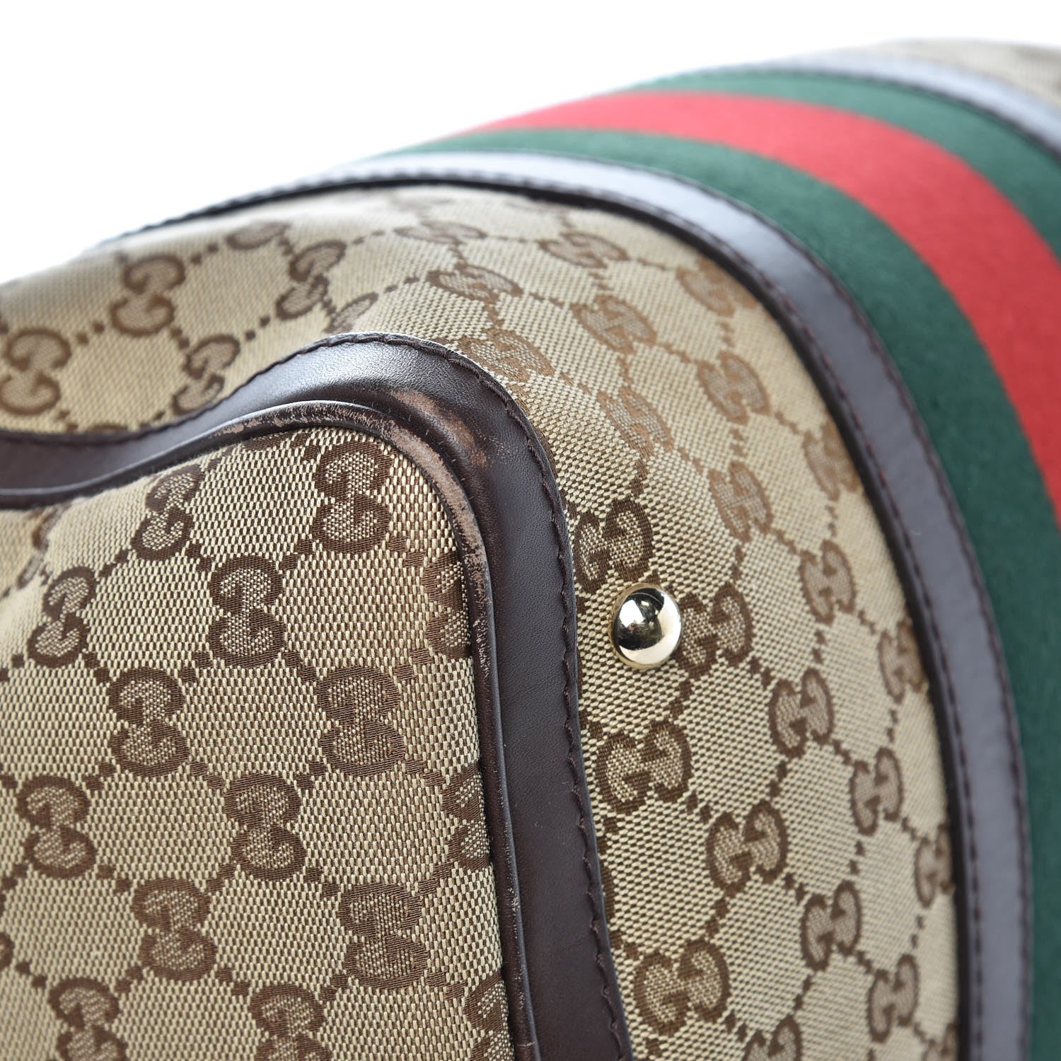 Gucci Monogram Vintage Web Medium Boston Dark Brown 12 of 14