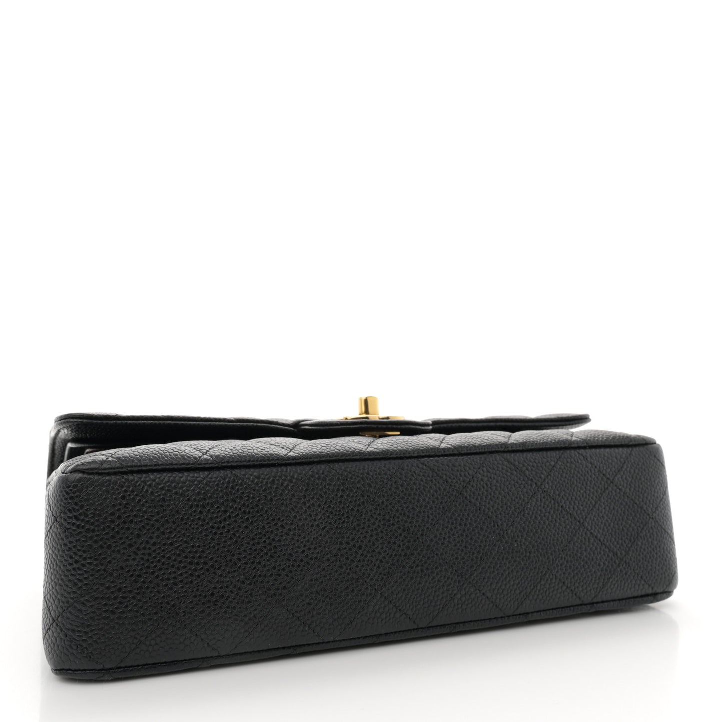 Caviar Quilted Medium Double Flap Black