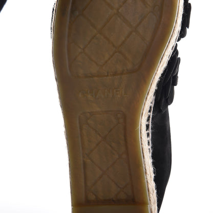 Chanel Suede Camellia CC Espadrilles 41 Black 6 of 9