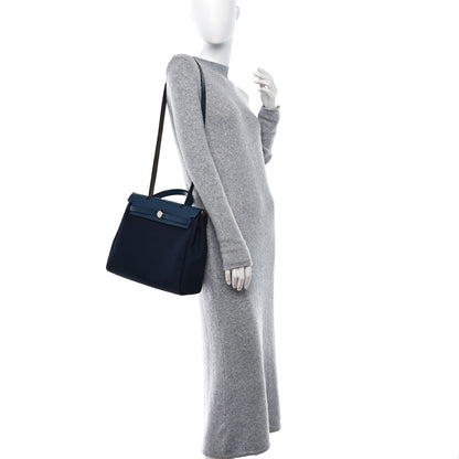 Hermes Toile Vache Calfskin Herbag 30 PM Navy Bleu 3 of 12