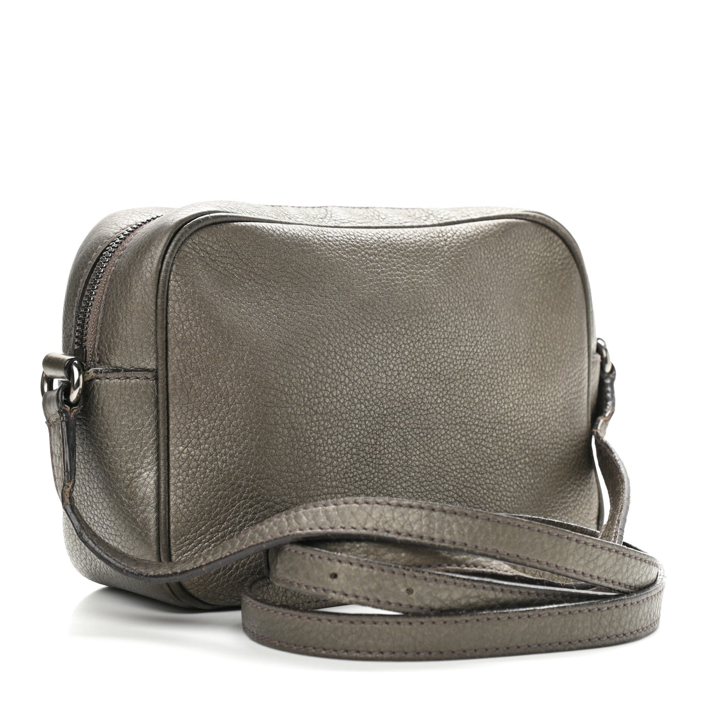 Metallic Pebbled Calfskin Small Soho Disco Bag Sasso