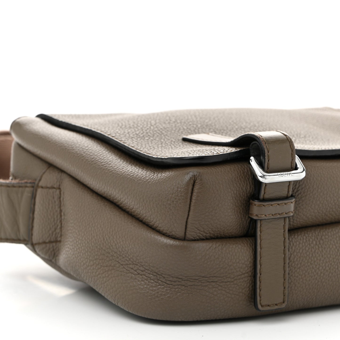 Soft Grained Calfskin Military Messenger Bag Brown