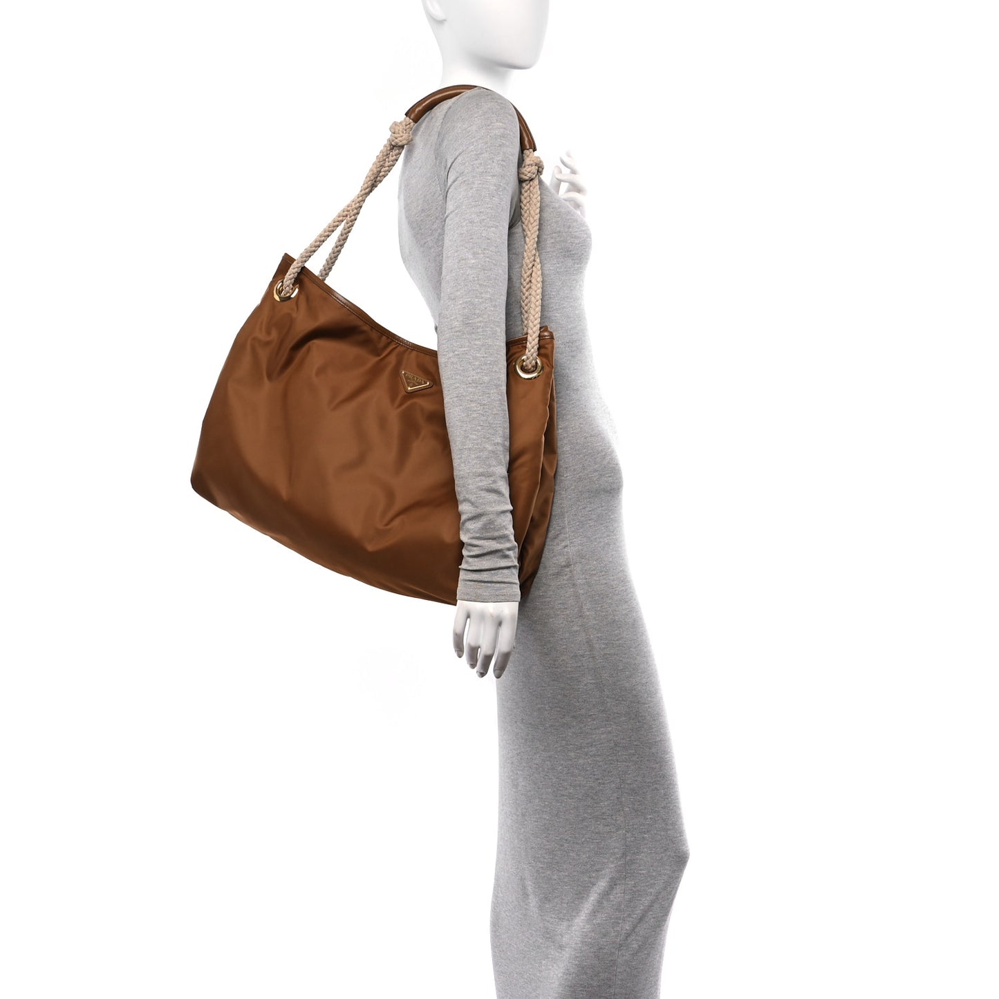 Re-Nylon Triangle Large Mariner Shoulder Bag Brandy