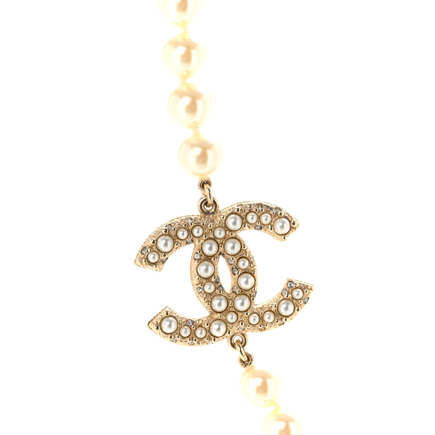 Pearl CC 100th Anniversary Necklace Light Gold