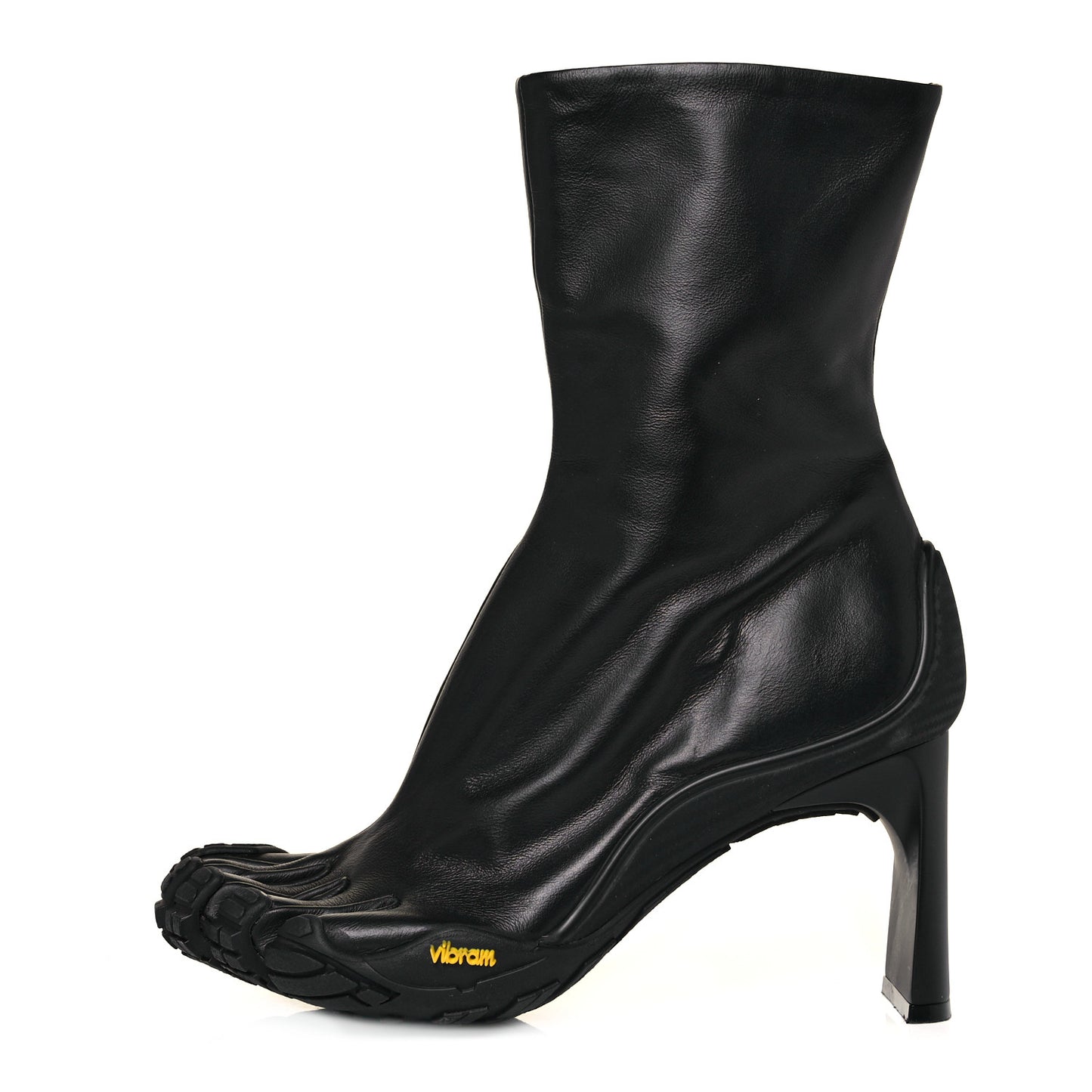 X VIBRAM Calfskin 80mm Toe Booties 39 Black