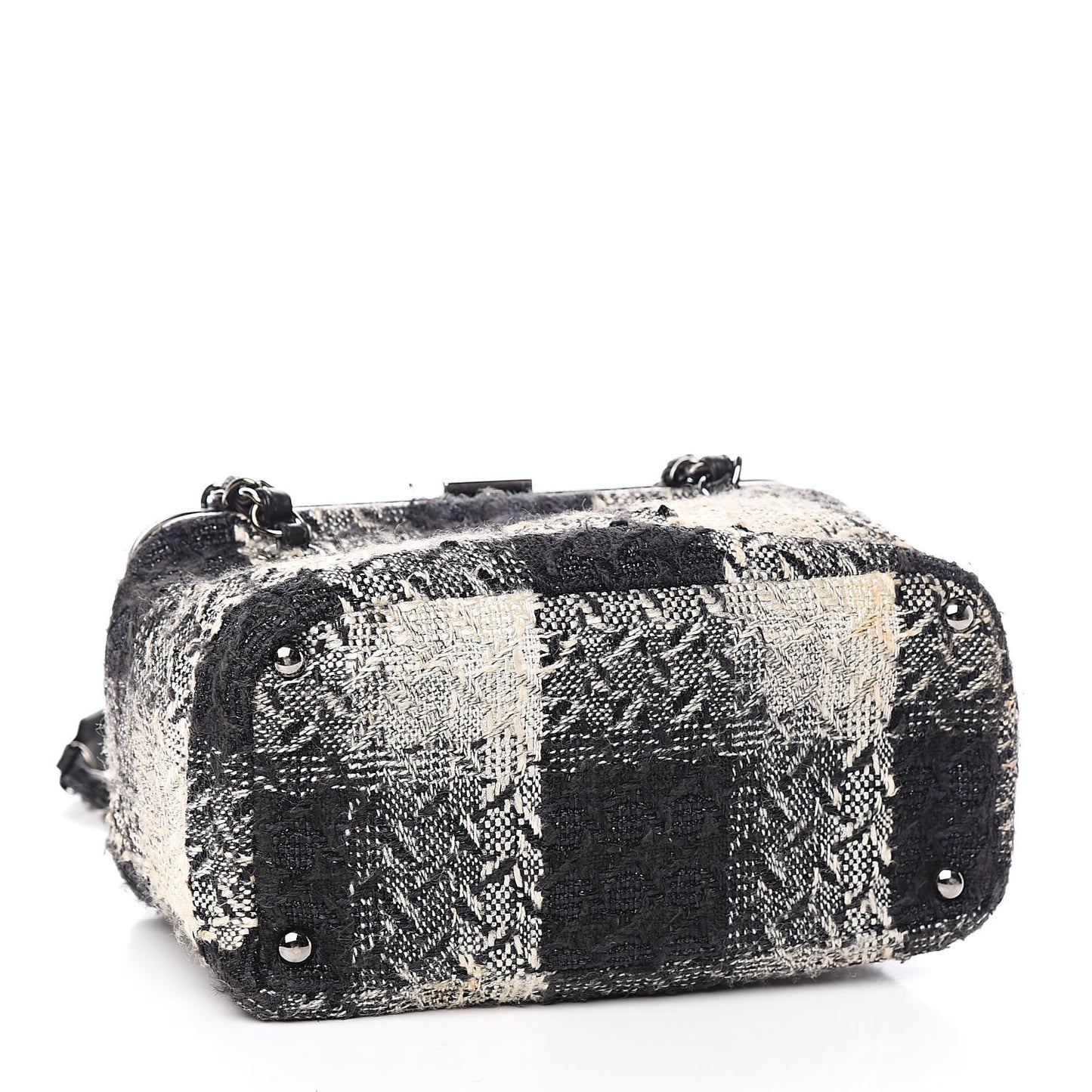 Tweed Paris NY Framed Box Shoulder Bag Black Ivory