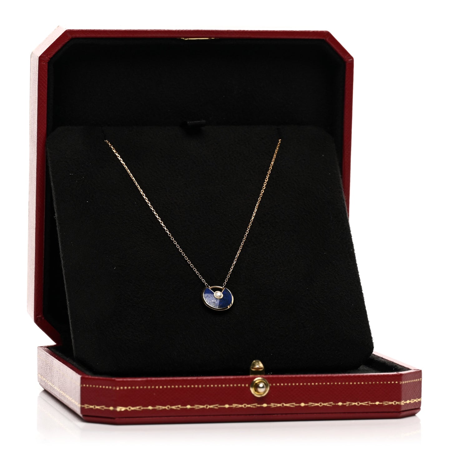 18K Yellow Gold Diamond Lapis Lazuli XS Amulette de Cartier Pendant Necklace