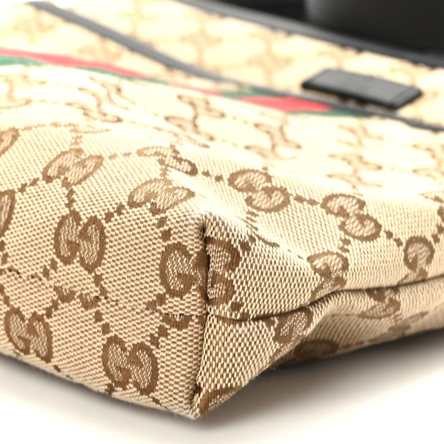 GG Monogram Web Flat Messenger Bag Black