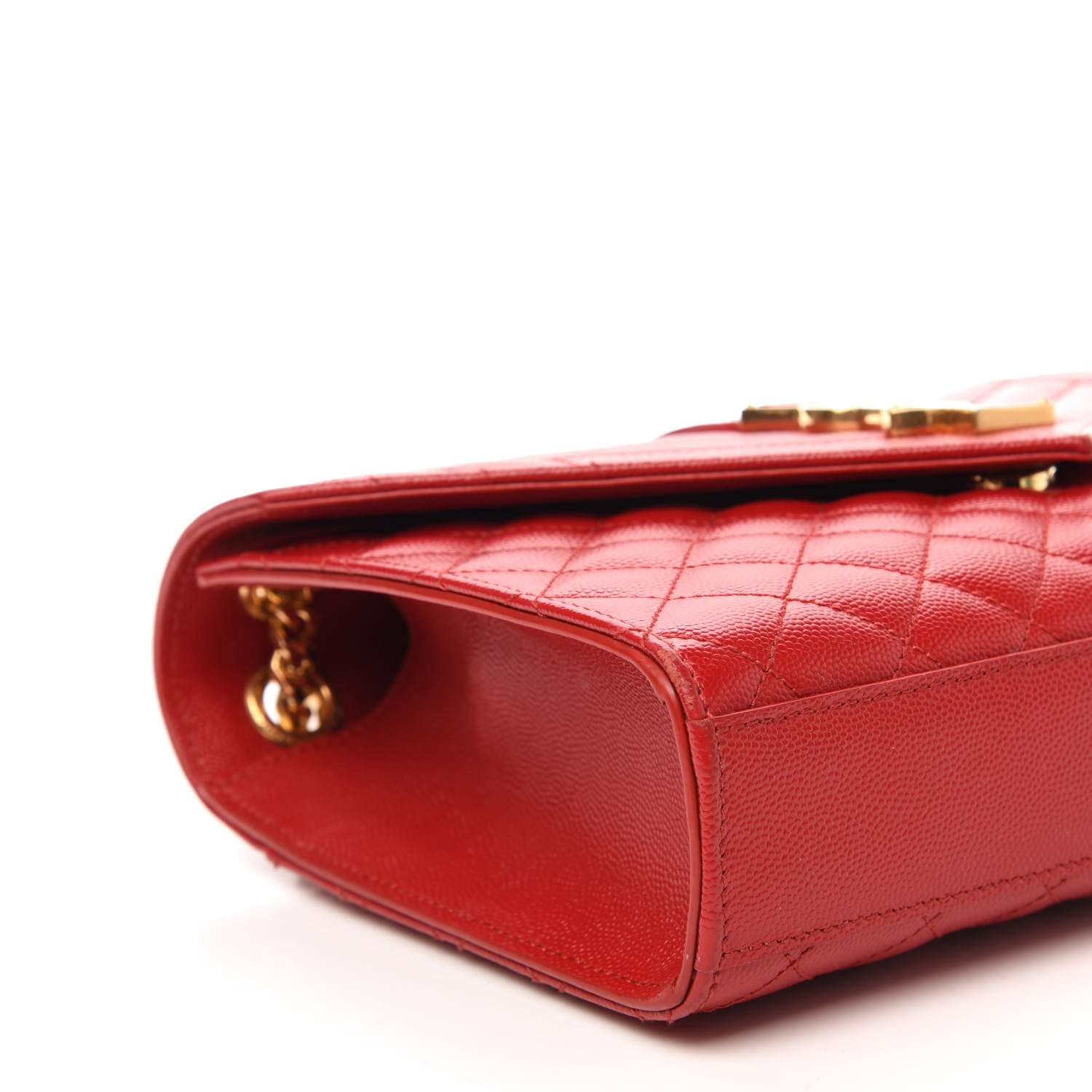Saint Laurent Grain De Poudre Textured Mixed Matelasse Triquilt Medium Monogram Satchel New Red 6 of 10
