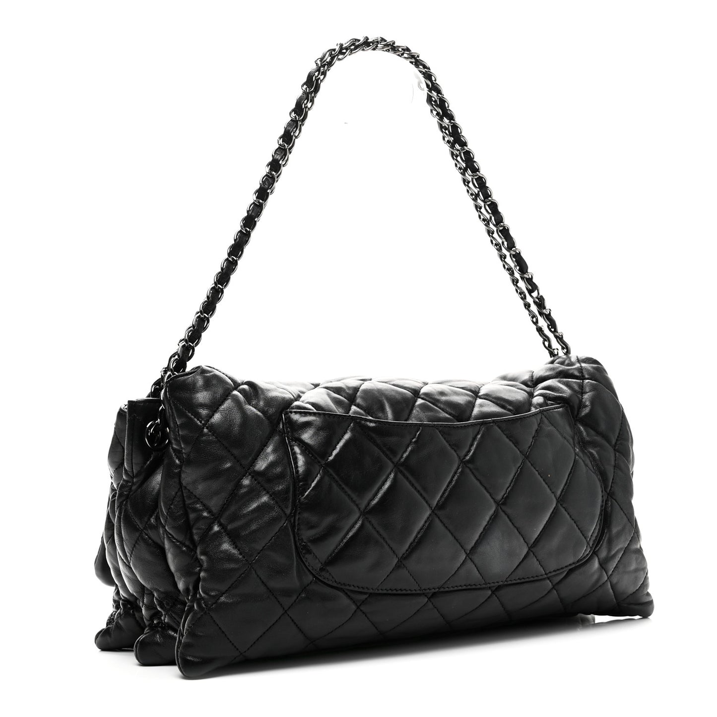 Lambskin Quilted Chanel 3 Accordion Flap Bag Black