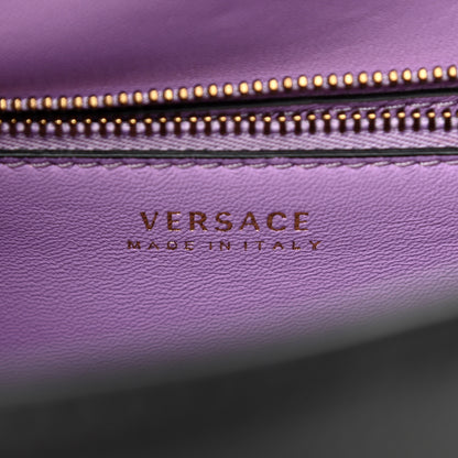 Versace Calfskin Medium La Medusa Top Handle Handbag Black Lilac 6 of 11