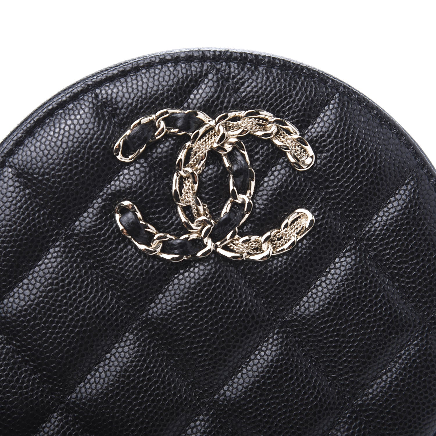 Chanel Caviar Quilted French New Wave Round Clutch With Chain Black 10 of 11