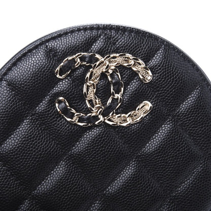 Chanel Caviar Quilted French New Wave Round Clutch With Chain Black 10 of 11